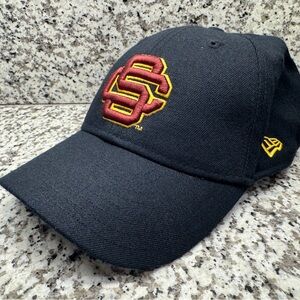 New Era Black Cap with Red Collegiate Patch